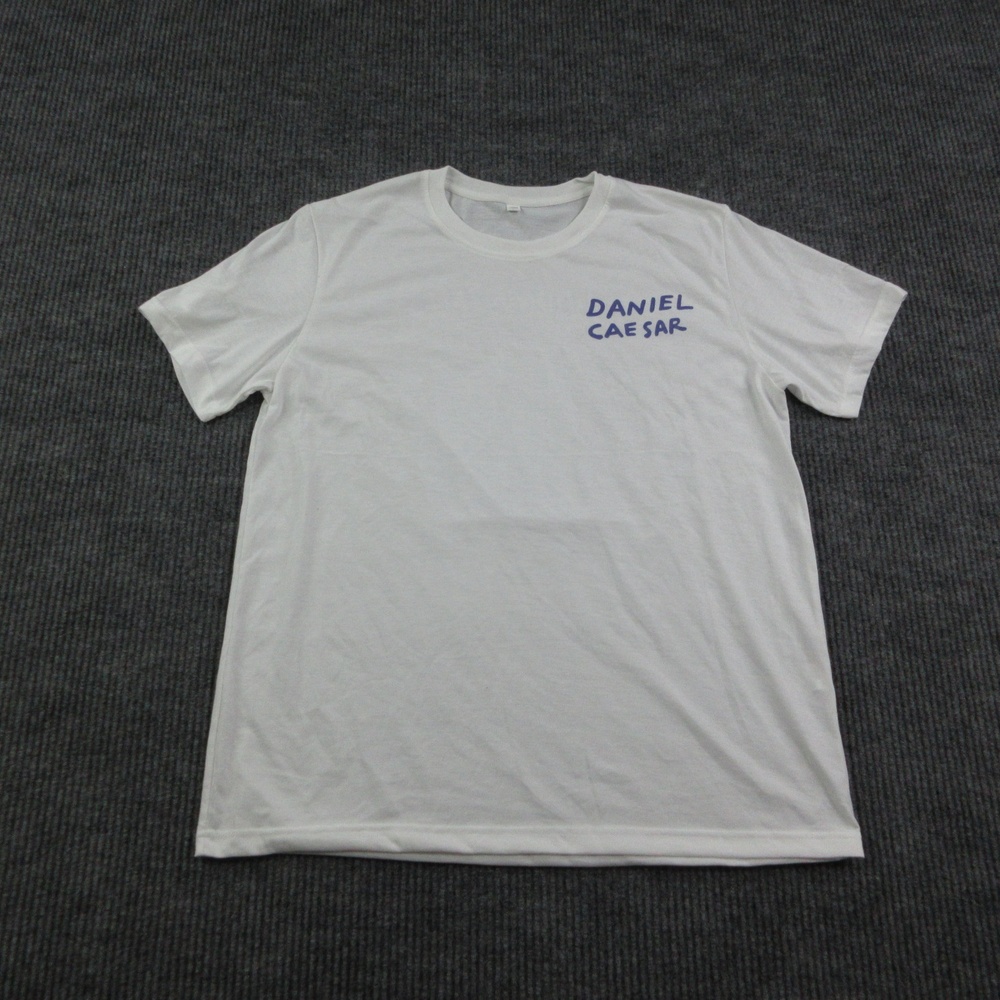 Daniel Caesar Shirt Mens L White Back Print Portrait Music Graphic Tee